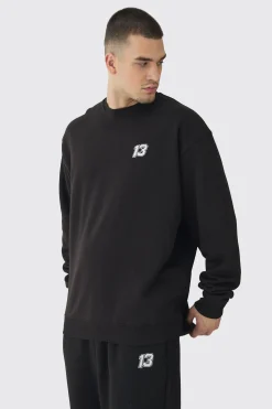 Tall 13 Embroidered Sweat Tracksuit | BoohooMAN UK