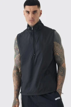 Tall 1/4 Zip Lightweight Adjustable Hem Gilet | BoohooMAN UK