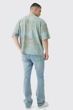 Tall Acid Wash Compact Rib Boxy Oversized T-Shirt | BoohooMAN UK