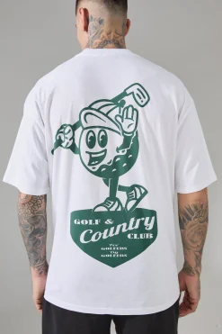 Tall Active Golf Country Club Oversized Extended Neck T-shirt | BoohooMAN UK