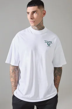 Tall Active Golf Country Club Oversized Extended Neck T-shirt | BoohooMAN UK