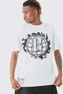 Tall B Graphic T-shirt In White | BoohooMAN UK