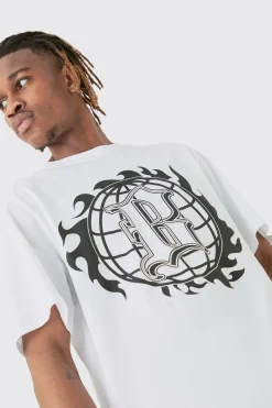 Tall B Graphic T-shirt In White | BoohooMAN UK