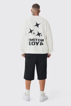 Tall Back Print Oversized Sweat | BoohooMAN UK
