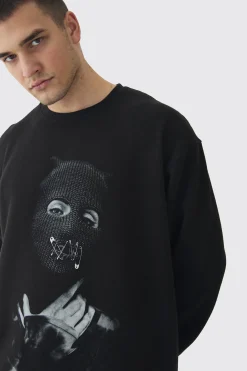 Tall Balaclava Graphic Oversized Sweatshirt | BoohooMAN UK