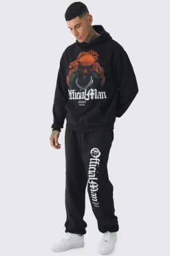 Tall Balaclava Graphic Oversized Tracksuit | BoohooMAN UK
