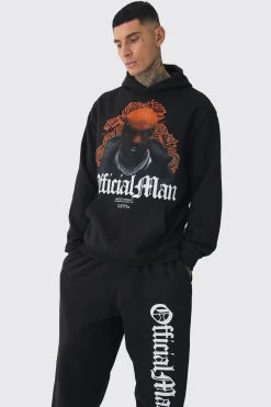 Tall Balaclava Graphic Oversized Tracksuit | BoohooMAN UK