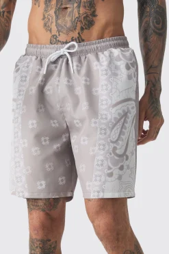 Tall Bandanna Printed Swim Shorts | BoohooMAN UK