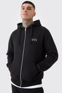 Tall Basic Man Dash Zip Through Hoodie In Black | BoohooMAN UK