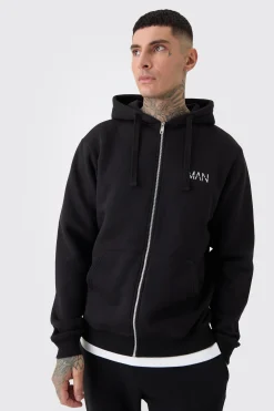 Tall Basic Man Dash Zip Through Hoodie In Black | BoohooMAN UK