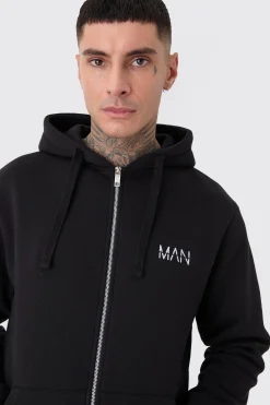 Tall Basic Man Dash Zip Through Hoodie In Black | BoohooMAN UK