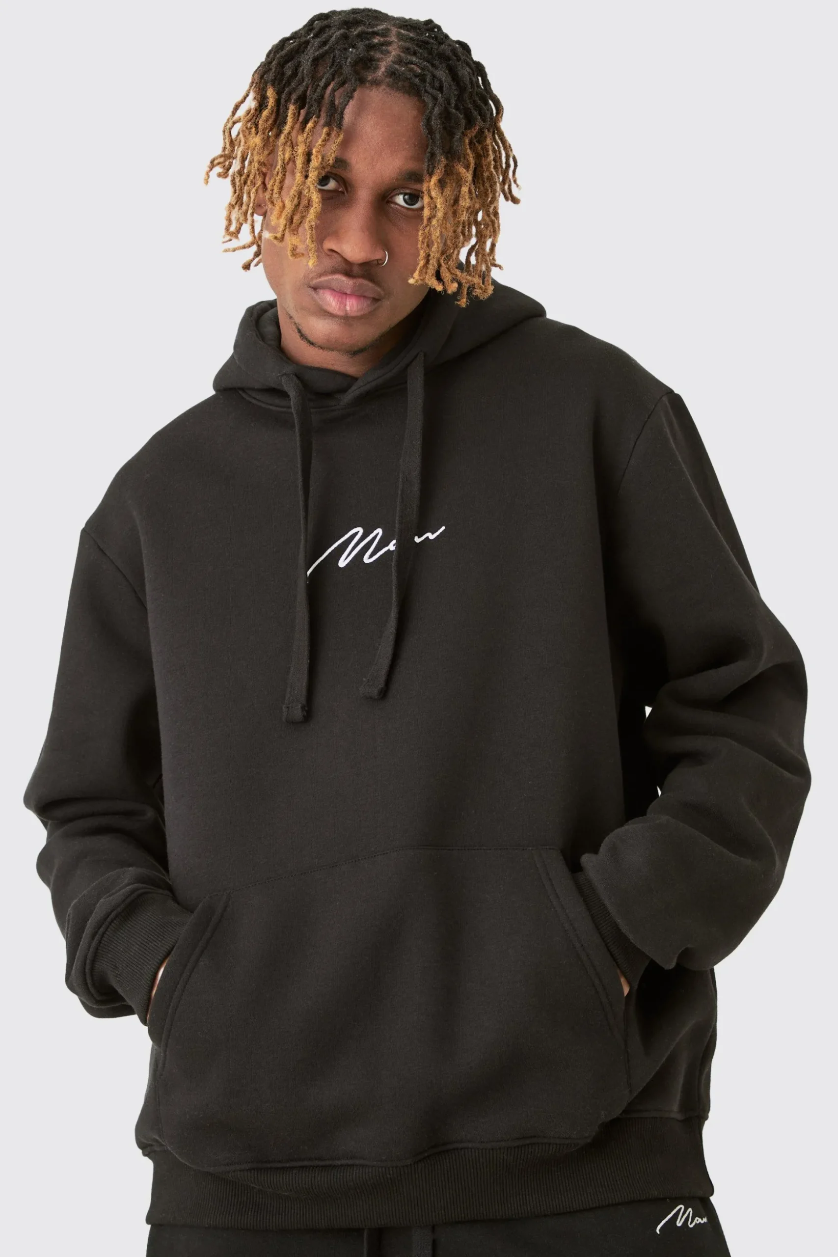 Tall Basic Man Signature Hoodie In Black | BoohooMAN UK