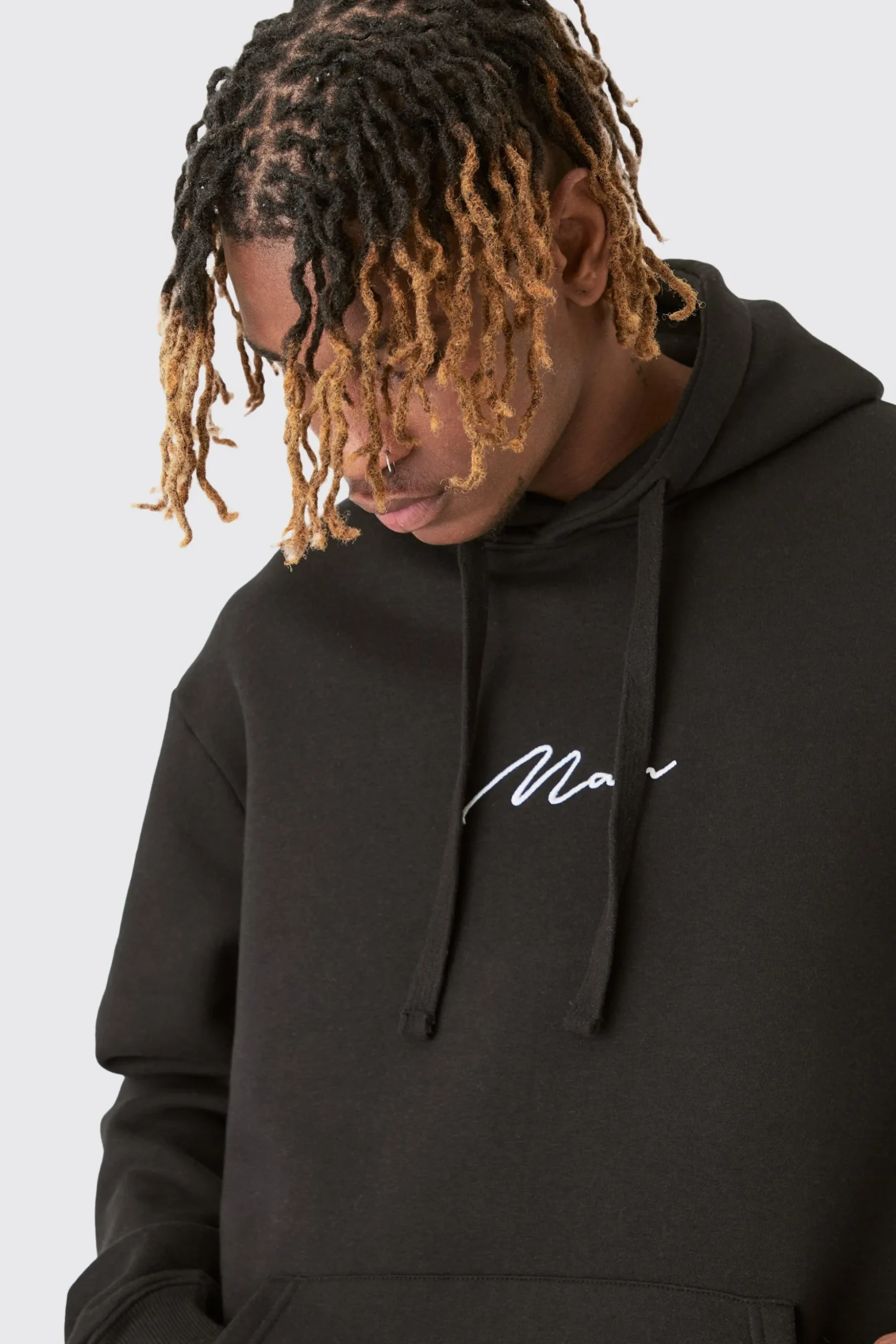 Tall Basic Man Signature Hoodie In Black | BoohooMAN UK