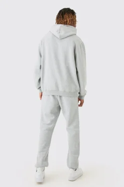 Tall Basic Man Signature Hoodie In Grey Marl | BoohooMAN UK