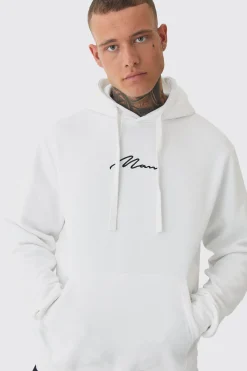 Tall Basic Man Signature Hoodie In White | BoohooMAN UK