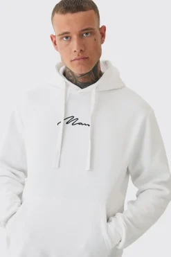 Tall Basic Man Signature Hoodie In White | BoohooMAN UK