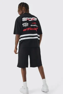 Tall Basketball Washed Applique Moto Printed Shorts | BoohooMAN UK