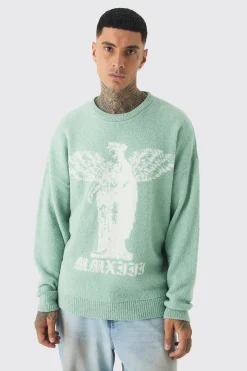 Tall Boucle Knit Renaissance Crew Neck Jumper | BoohooMAN UK