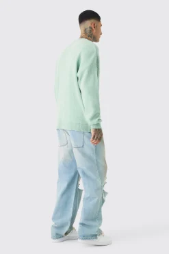 Tall Boucle Knit Renaissance Crew Neck Jumper | BoohooMAN UK