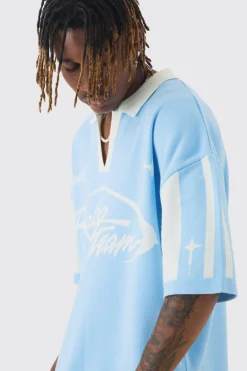 Tall Boxy Moto Knitted Polo | BoohooMAN UK