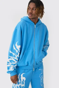 Tall Boxy Oversized Embroidery Hoodie | BoohooMAN UK