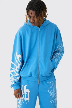 Tall Boxy Oversized Embroidery Hoodie | BoohooMAN UK