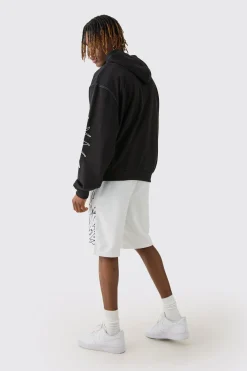 Tall Boxy Oversized Embroidery Hoodie | BoohooMAN UK