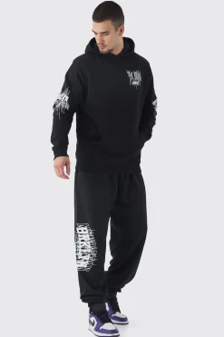 Tall Brooklyn Gothic Varsity Oversized Tracksuit | BoohooMAN UK