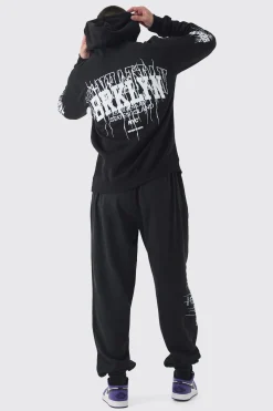 Tall Brooklyn Gothic Varsity Oversized Tracksuit | BoohooMAN UK