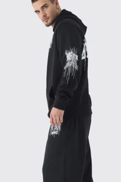 Tall Brooklyn Gothic Varsity Oversized Tracksuit | BoohooMAN UK