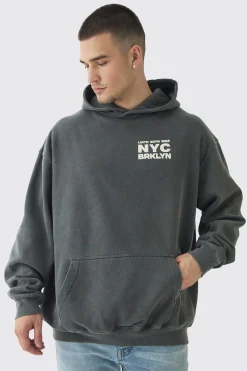 Tall Brooklyn Oversized Graphic Hoodie | BoohooMAN UK