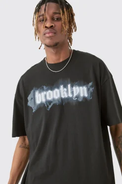 Tall Brooklyn T-shirt In Black | BoohooMAN UK