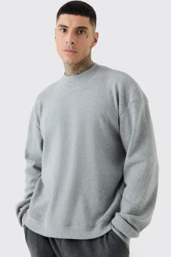 Tall Brushed Rib Ottoman Oversized Sweater | BoohooMAN UK