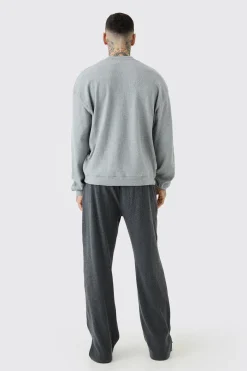 Tall Brushed Rib Ottoman Oversized Sweater | BoohooMAN UK