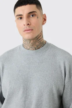 Tall Brushed Rib Ottoman Oversized Sweater | BoohooMAN UK