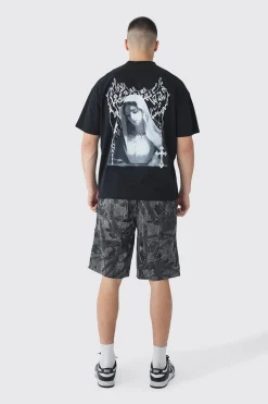 Tall Camo Printed Cargo Pocket With Extended Drawcords | BoohooMAN UK