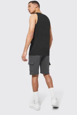 Tall Cargo Short With Extended Drawcords | BoohooMAN UK