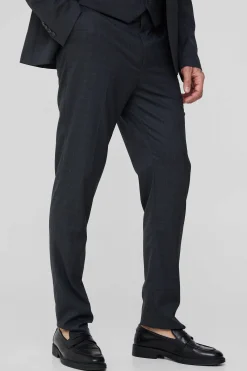 Tall Charcoal Check Slim Fit Suit Trouser | BoohooMAN UK