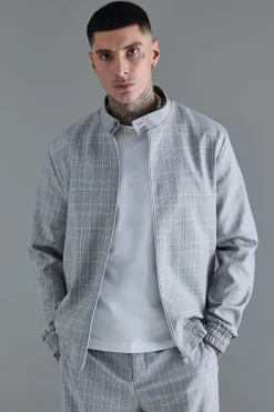 Tall Check Tailored Wide Leg Trousers | BoohooMAN UK