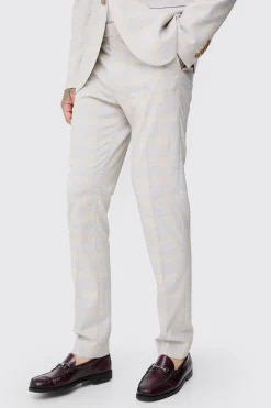 Tall Checked Skinny Fit Trousers | BoohooMAN UK