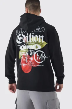 Tall Cherry Graphic Back Print Oversized Hoodie | BoohooMAN UK