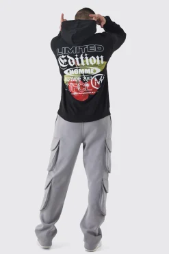 Tall Cherry Graphic Back Print Oversized Hoodie | BoohooMAN UK