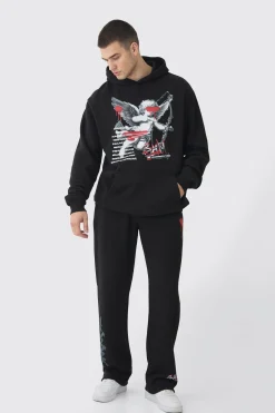Tall Cherub Graffiti Graphic Hoodie & Relaxed Fit Jogger Tracksuit | BoohooMAN UK