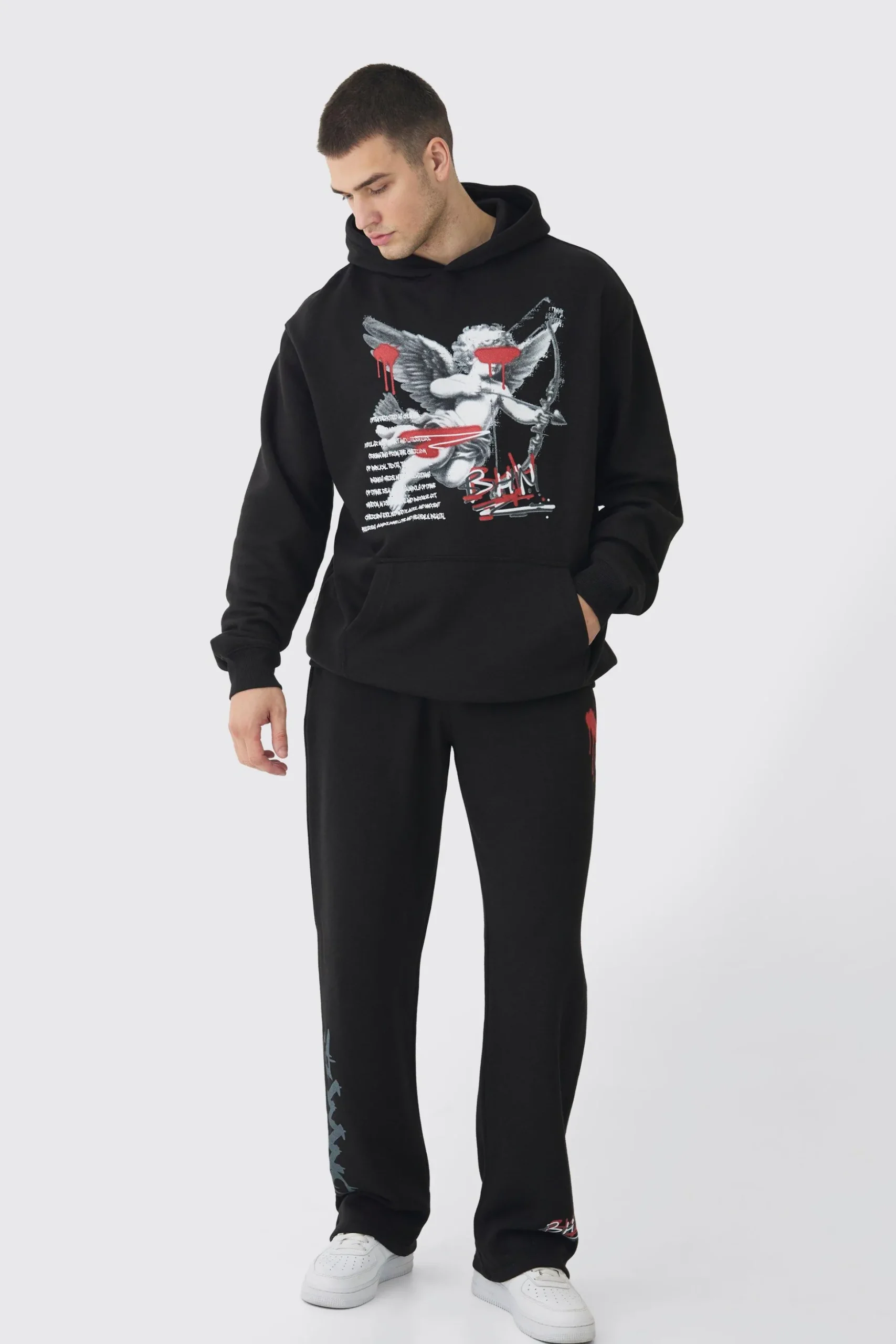 Tall Cherub Graffiti Graphic Hoodie & Relaxed Fit Jogger Tracksuit | BoohooMAN UK