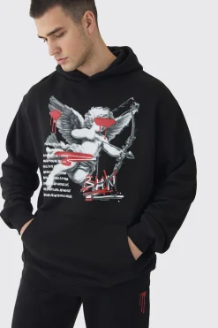 Tall Cherub Graffiti Graphic Hoodie & Relaxed Fit Jogger Tracksuit | BoohooMAN UK