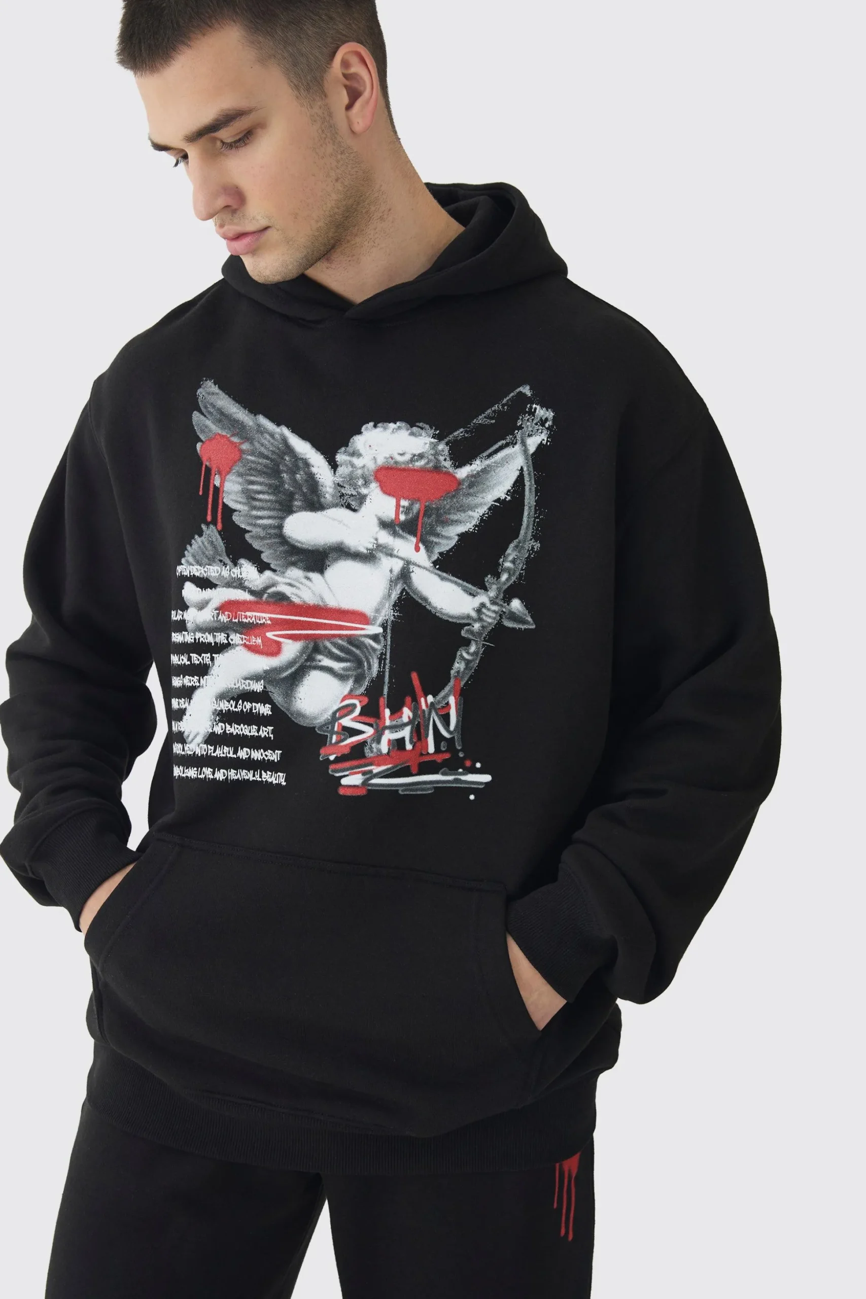 Tall Cherub Graffiti Graphic Hoodie & Relaxed Fit Jogger Tracksuit | BoohooMAN UK