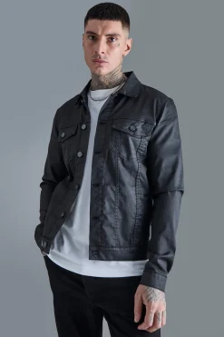 Tall Coated Denim Jacket | BoohooMAN UK
