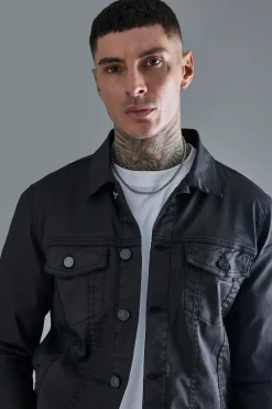 Tall Coated Denim Jacket | BoohooMAN UK