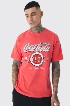 Tall Coca Cola License Print T-shirt In Red | BoohooMAN UK