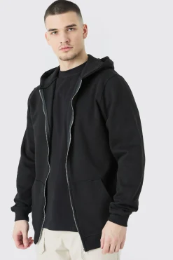 Tall Core Fit Basic Zip Thru Hoodie | BoohooMAN UK